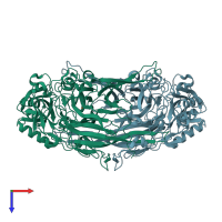 PDB entry 1ivu coloured by chain, top view.