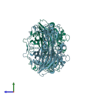 PDB entry 1ivw coloured by chain, side view.