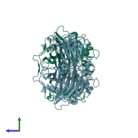 PDB entry 1ivx coloured by chain, side view.