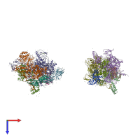 PDB entry 1iw7 coloured by chain, top view.