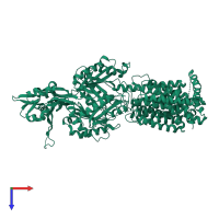 PDB entry 1iwg coloured by chain, top view.