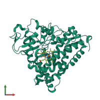 PDB entry 1iwi coloured by chain, front view.