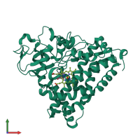 PDB entry 1iwj coloured by chain, front view.