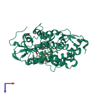 PDB entry 1iwj coloured by chain, top view.