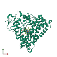 PDB entry 1iwk coloured by chain, front view.