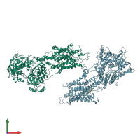 PDB entry 1iwo coloured by chain, front view.