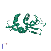 Monomeric assembly 1 of PDB entry 1iwt coloured by chemically distinct molecules, top view.