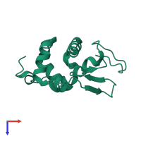 Lysozyme C in PDB entry 1iwt, assembly 1, top view.