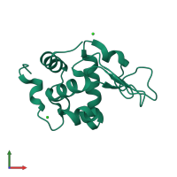 PDB entry 1iwz coloured by chain, front view.