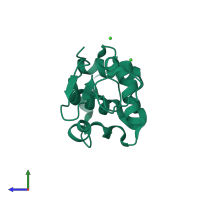 PDB entry 1iwz coloured by chain, side view.
