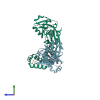 PDB entry 1ixc coloured by chain, side view.