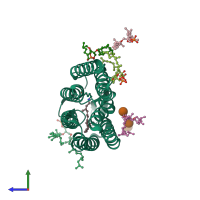 PDB entry 1ixf coloured by chain, side view.