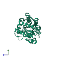 PDB entry 1ixh coloured by chain, side view.