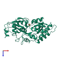 PDB entry 1ixh coloured by chain, top view.