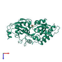PDB entry 1ixi coloured by chain, top view.