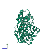 PDB entry 1ixk coloured by chain, side view.