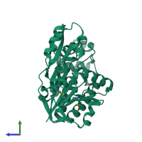 PDB entry 1ixk coloured by chain, side view.