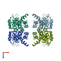 PDB entry 1ixp coloured by chain, top view.