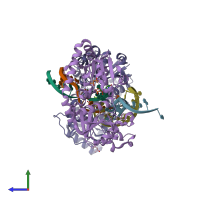 PDB entry 1ixy coloured by chain, side view.