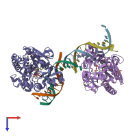 PDB entry 1ixy coloured by chain, top view.