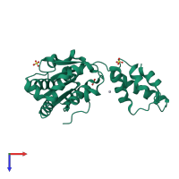 PDB entry 1ixz coloured by chain, top view.