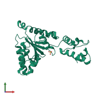 PDB entry 1iy2 coloured by chain, front view.