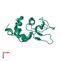 PDB entry 1iy3 coloured by chain, top view.