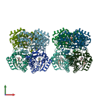 PDB entry 1iy8 coloured by chain, front view.