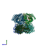 PDB entry 1iy8 coloured by chain, side view.