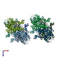 PDB entry 1iy8 coloured by chain, top view.