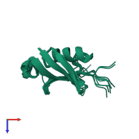 PDB entry 1iyf coloured by chain, ensemble of 10 models, top view.