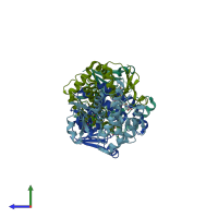 PDB entry 1iyh coloured by chain, side view.