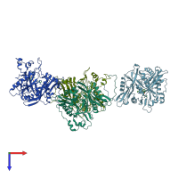 PDB entry 1iyl coloured by chain, top view.