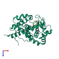 PDB entry 1iyn coloured by chain, top view.