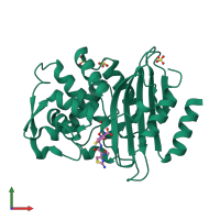 PDB entry 1iyo coloured by chain, front view.