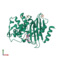 Monomeric assembly 1 of PDB entry 1iyq coloured by chemically distinct molecules, front view.