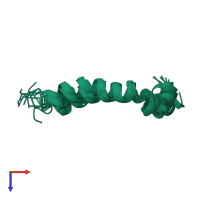 PDB entry 1iyt coloured by chain, ensemble of 10 models, top view.