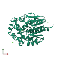 PDB entry 1iz7 coloured by chain, front view.