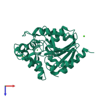 PDB entry 1iz7 coloured by chain, top view.