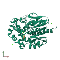 PDB entry 1iz8 coloured by chain, front view.