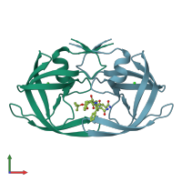 PDB entry 1izi coloured by chain, front view.