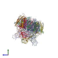 PDB entry 1izl coloured by chain, side view.