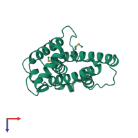 PDB entry 1izm coloured by chain, top view.