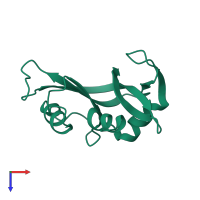PDB entry 1izq coloured by chain, top view.