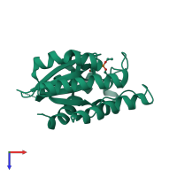 PDB entry 1j00 coloured by chain, top view.