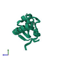 PDB entry 1j03 coloured by chain, ensemble of 20 models, side view.