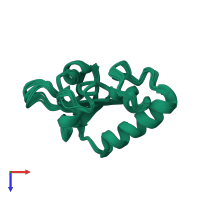 PDB entry 1j03 coloured by chain, ensemble of 20 models, top view.