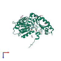PDB entry 1j04 coloured by chain, top view.