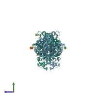 PDB entry 1j06 coloured by chain, side view.