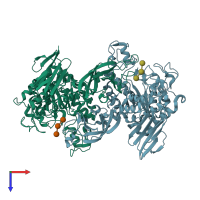 PDB entry 1j0i coloured by chain, top view.